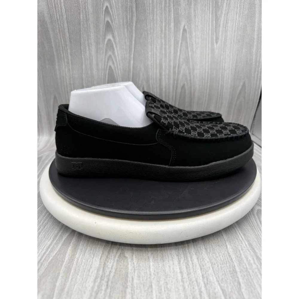 DC Villain 2 Slip On Mens Size 8 Black Leather Casual Skate Shoes Loafers NEW